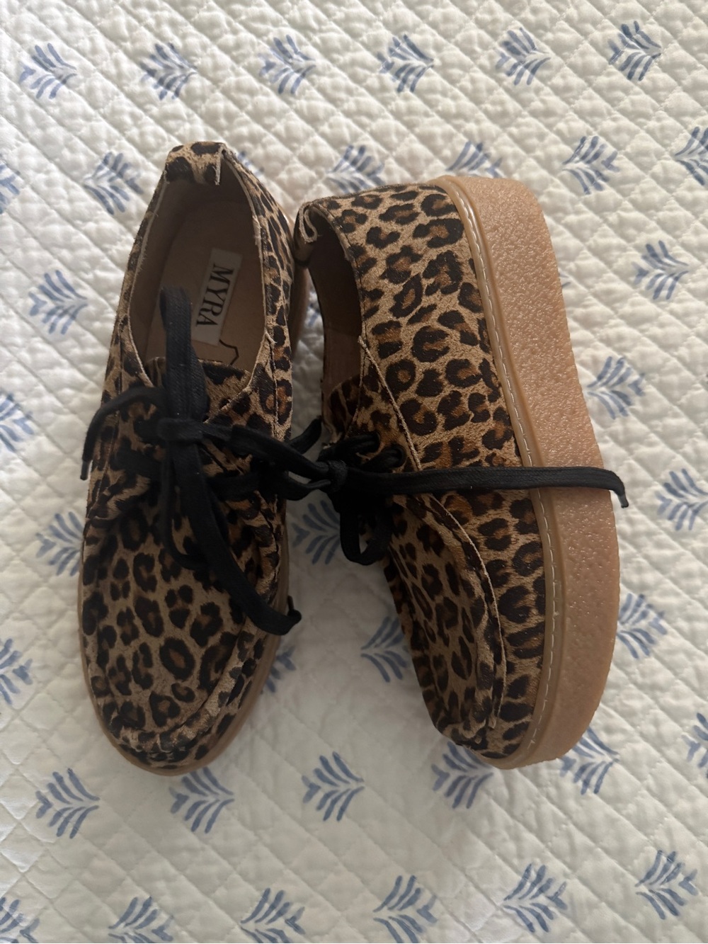Myra Leopard Print Women Platforms  with Black Laces